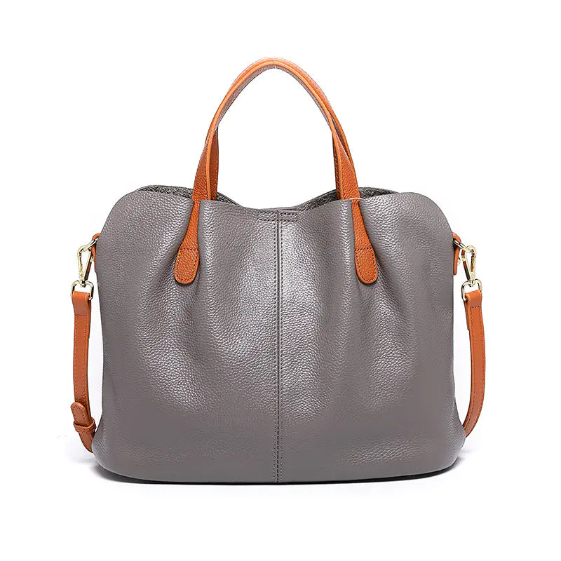 Women's Contrast Color Leather Shoulder Crossbody Bag