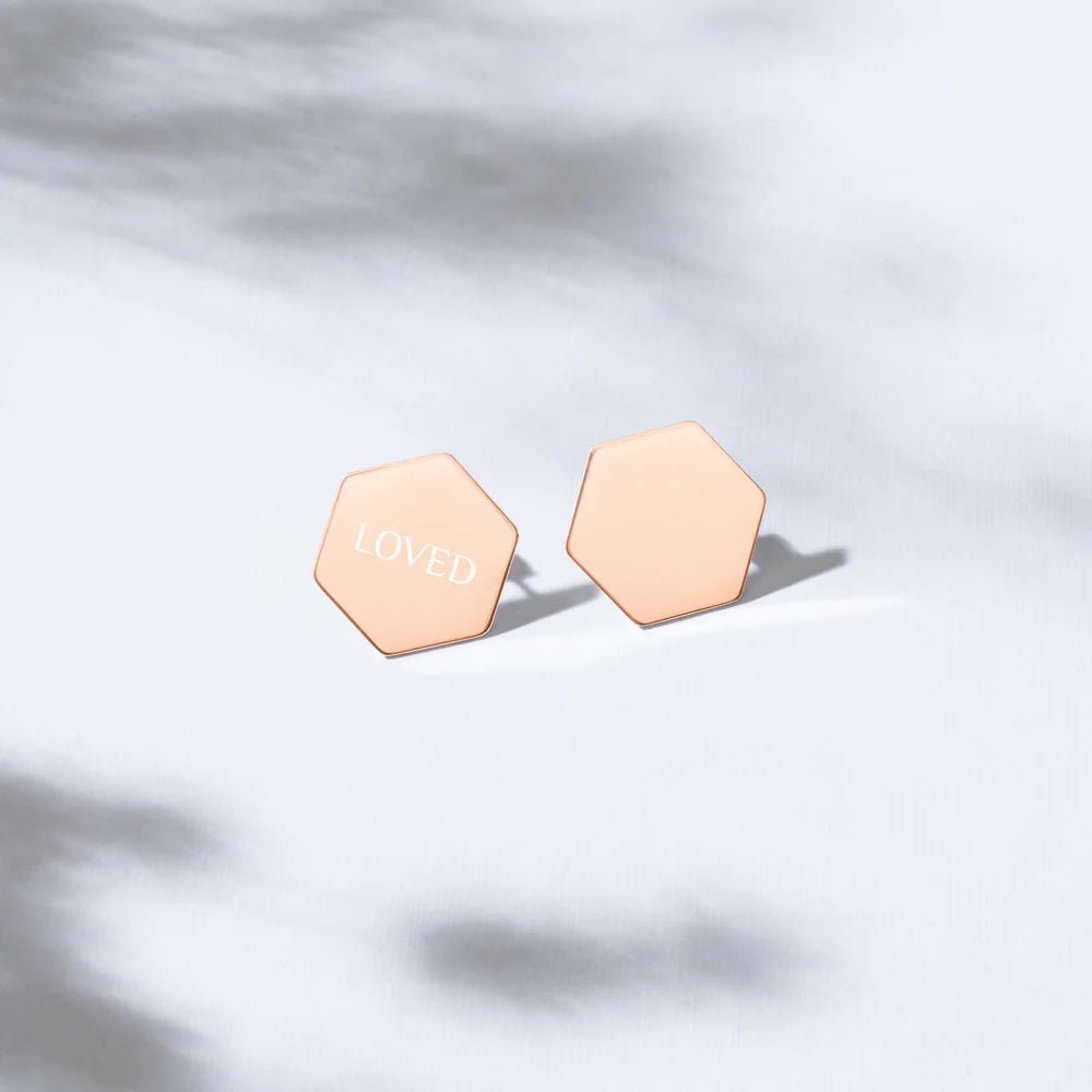 Sterling Silver Hexagon Stud Earrings
