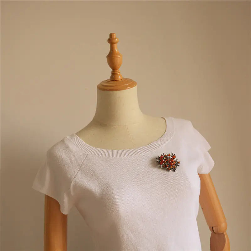 Colorful Stone Big Branch Long Necklace and Brooch