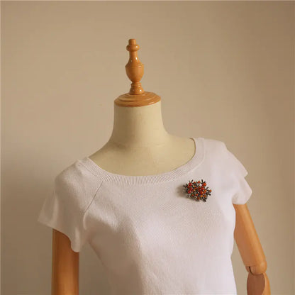 Colorful Stone Big Branch Long Necklace and Brooch