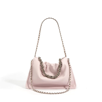 Genuine Leather Chain Pleated Cloud Bag Design