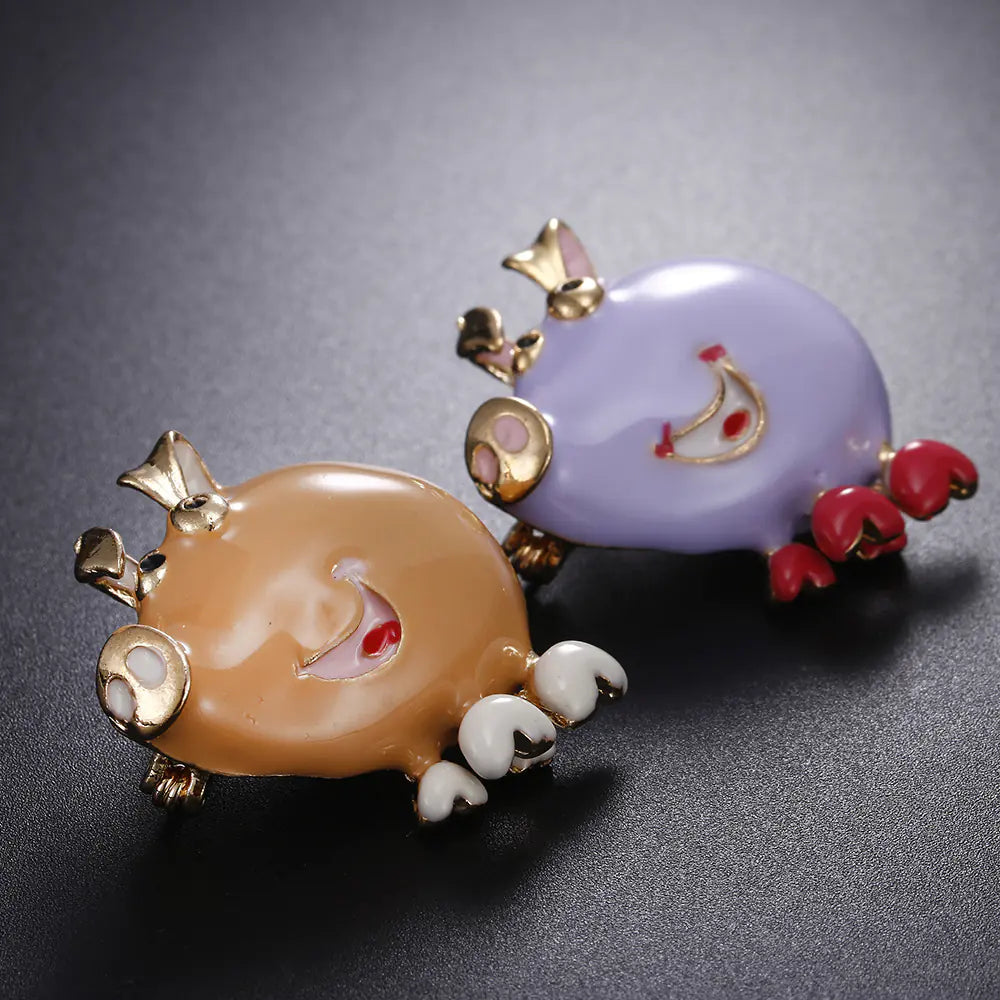 Cute Enamel Pig Brooch with Oil Drip Design (Multicolor)