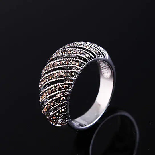 Markeza Ring In Semi Precious Marcasite Pave Crystals