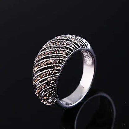 Markeza Ring In Semi Precious Marcasite Pave Crystals