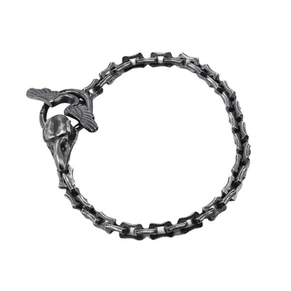 Silver Vintage Raven Head Keel Bracelet