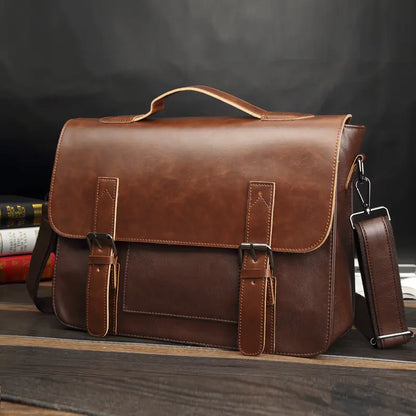 Retro PU Messenger Bag for Men - Casual Shoulder Bag