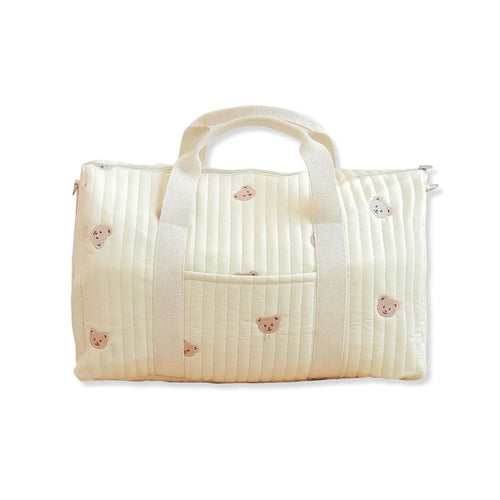 SONARIN Large Capacity Embroidery Diaper Bag ToteLightweight Travel Duffel Bag Messenger Bag Nappy Changing Bag Mummy Bag(Bear)
