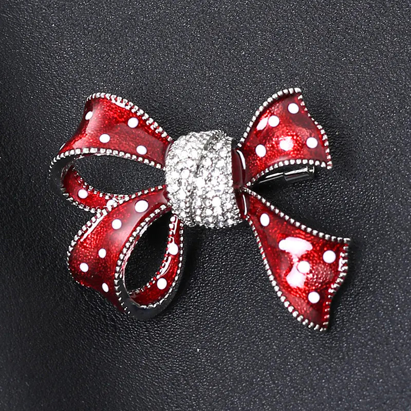Korean Style Dual-Use Bow Tie Brooch with Rhinestones