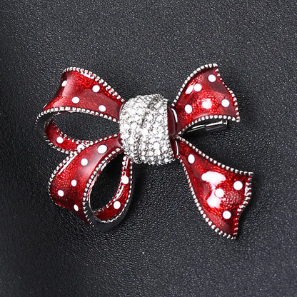 Korean Style Dual-Use Bow Tie Brooch with Rhinestones