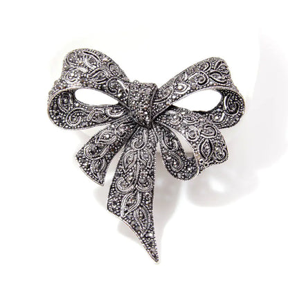 Retro Large Black Alloy Bowtie Brooch for Men’s Fashion