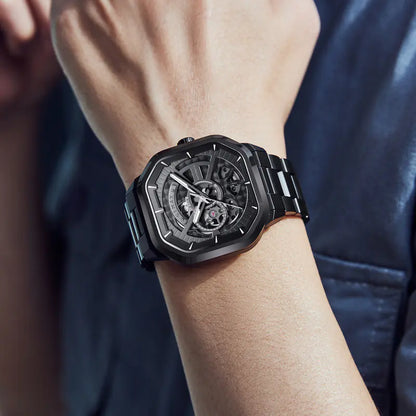 New Swiss Square Men's Mechanical Watch with Steel Band