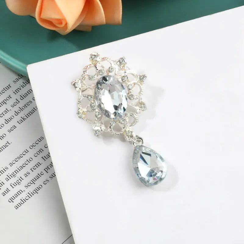 2020 Vintage Water Drop Glass Brooch Pin for Scarf