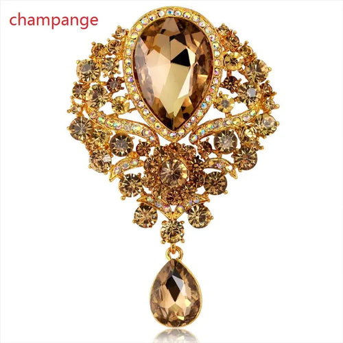 Retro Gemstone Glass Crystal Pendant Brooch Jewelry