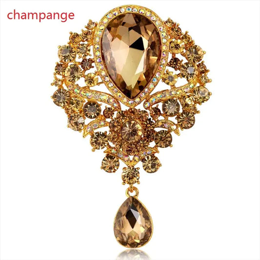 Retro Gemstone Glass Crystal Pendant Brooch Jewelry