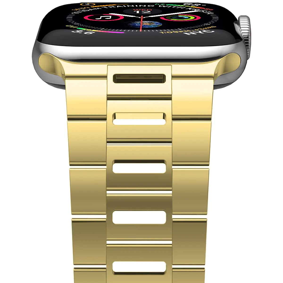 iiteeology Compatible with Apple Watch Band 42mm 41mm 40mm Series 10-1 Light Breathable Stainless Steel Band for iWatch Men Women - Yellow Gold