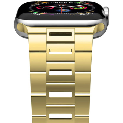 iiteeology Compatible with Apple Watch Band 42mm 41mm 40mm Series 10-1 Light Breathable Stainless Steel Band for iWatch Men Women - Yellow Gold