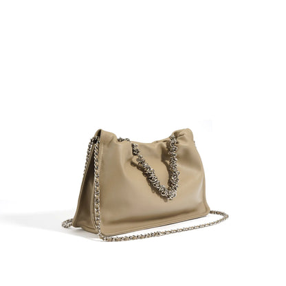 Genuine Leather Chain Pleated Cloud Bag Design
