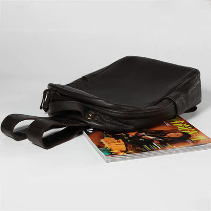 Genuine Leather Double Shoulder Bag for Men