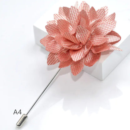Camellia Fabric Brooch Tie Accessory for Suits
