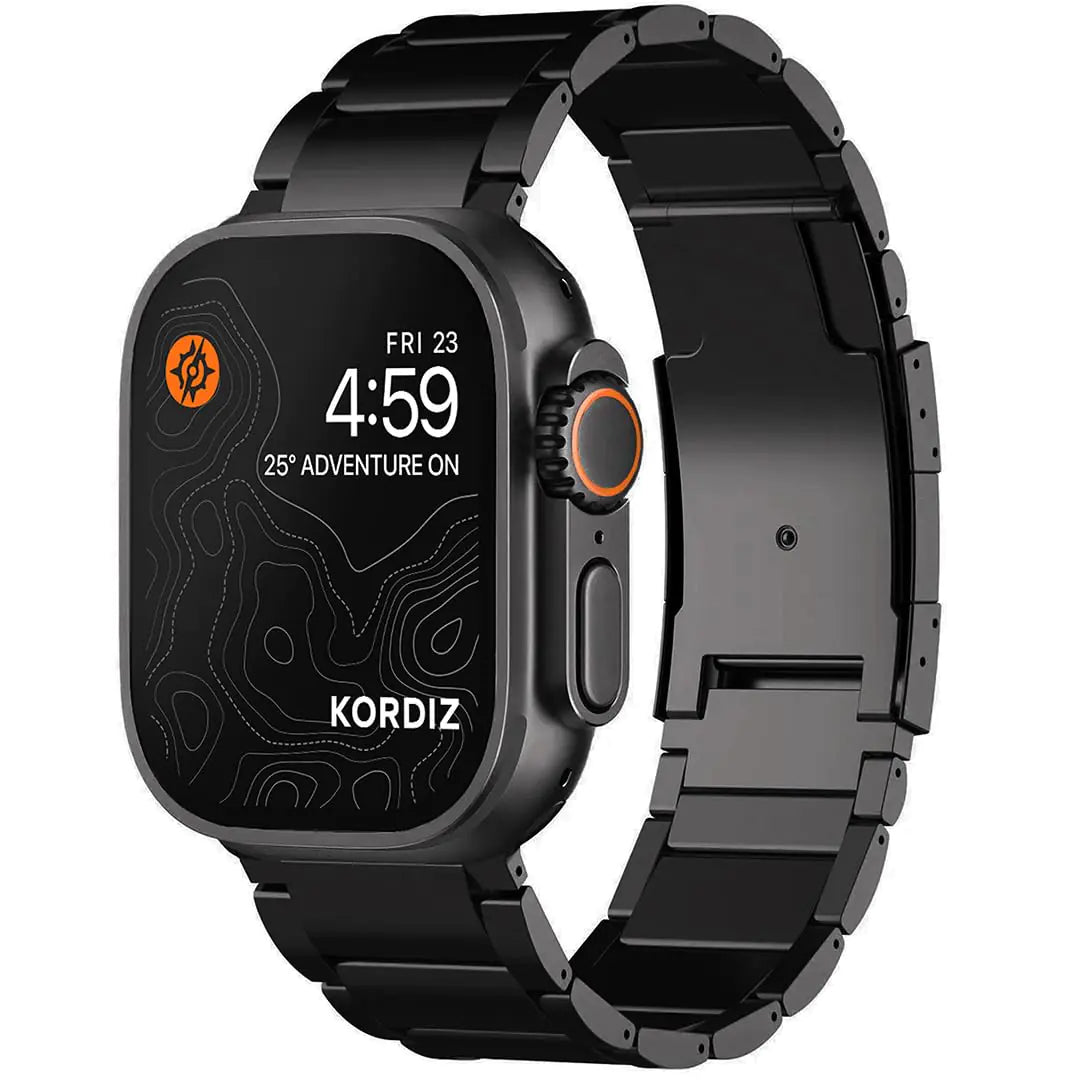 KORDIZ Titanium Watch Band T01 - Fits Apple Watch ULTRA 2 & ULTRA Black (49mm) - Adjustable Titanium Apple Watch Band with Secure Clasp - Premium Color Matching Band with Comfortable grip - Replacement Wristbands for iWatch (T01 | ULTRA Black)