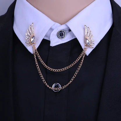 Angel Wings Tassel Brooch for Men's Collar Pin