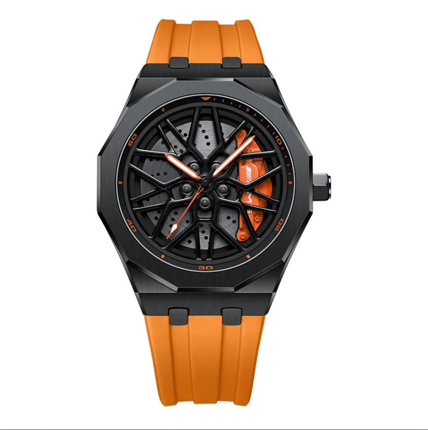 Men's Forged Hollow Waterproof Wheel Design Quartz Watch