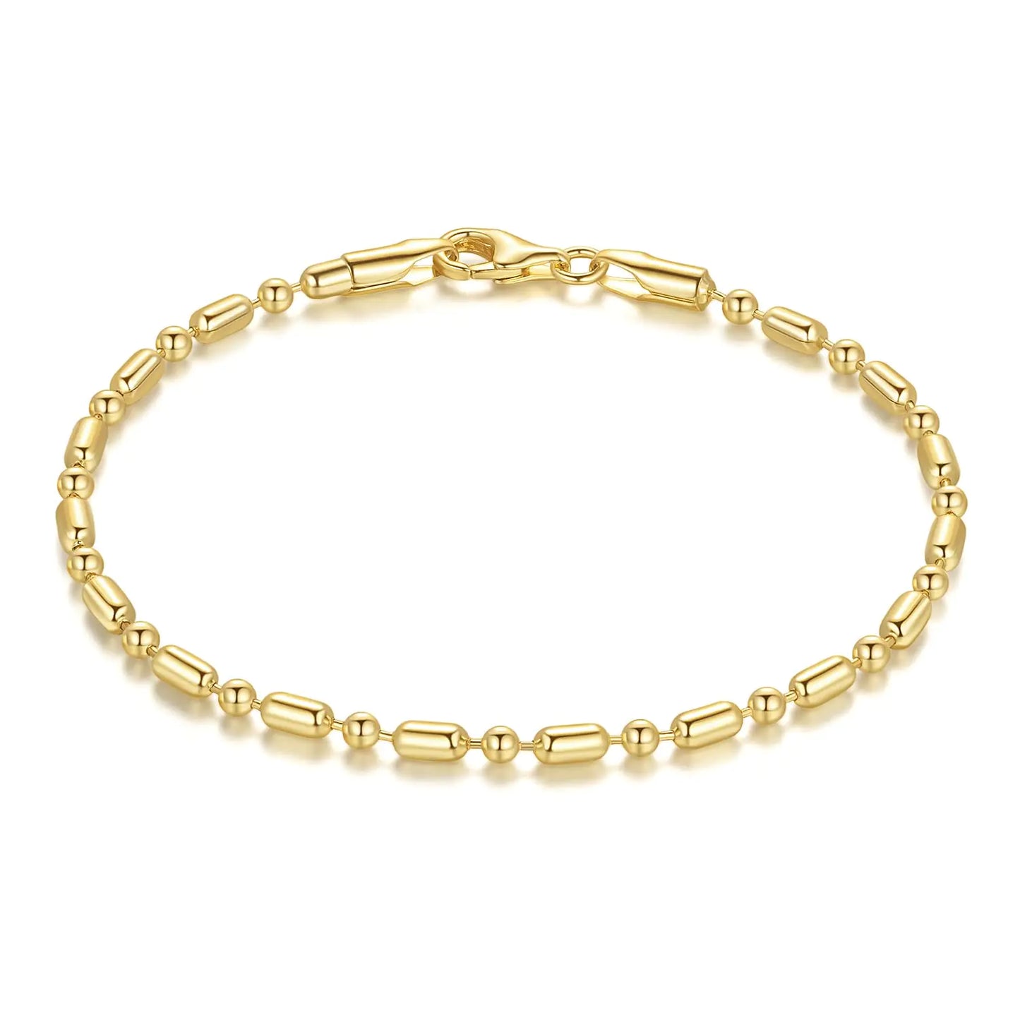 Moonfox Bracelet 14k Gold Bracelets for Women Chain Bracelet Chic 14k Gold Love Bracelet Beaded Charm Bracelets for Women with Lobster Clasp 6.5/7/7.5/8/9 in