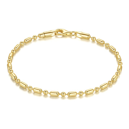 Moonfox Bracelet 14k Gold Bracelets for Women Chain Bracelet Chic 14k Gold Love Bracelet Beaded Charm Bracelets for Women with Lobster Clasp 6.5/7/7.5/8/9 in
