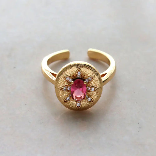 Italian Oval Cubic Zircon Vintage Adjustable Ring for Women