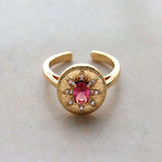 Italian Oval Cubic Zircon Vintage Adjustable Ring for Women