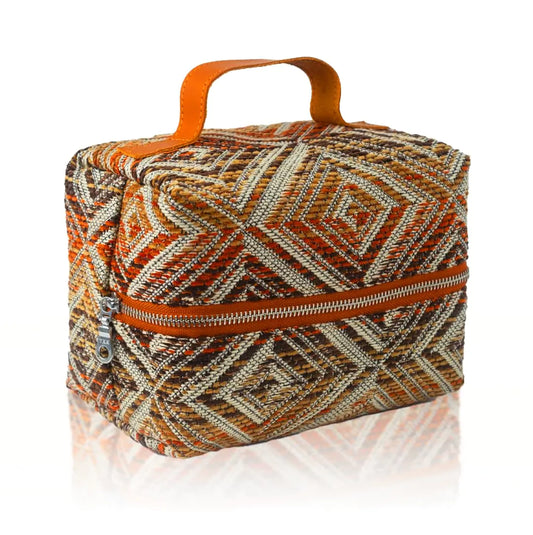 TAILOR & TAILOR Makeup Bag Travel Bag Handmade Bag Cosmetic Bag Handmade Bag Woven Cotton Makeup Bag Vintage Bag Makeup Organizer Purse Large Capacity Cosmetic Bags for Women (Brown)