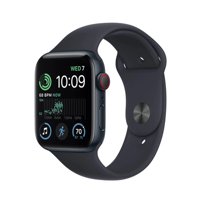 Apple Watch SE (2nd Gen) (GPS + Cellular 44mm) - Midnight Aluminum Case with Midnight Sport Band S/M (Renewed)