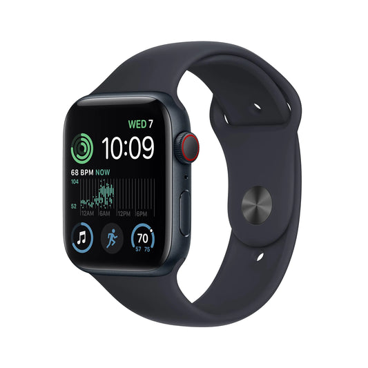 Apple Watch SE (2nd Gen) (GPS + Cellular 44mm) - Midnight Aluminum Case with Midnight Sport Band S/M (Renewed)