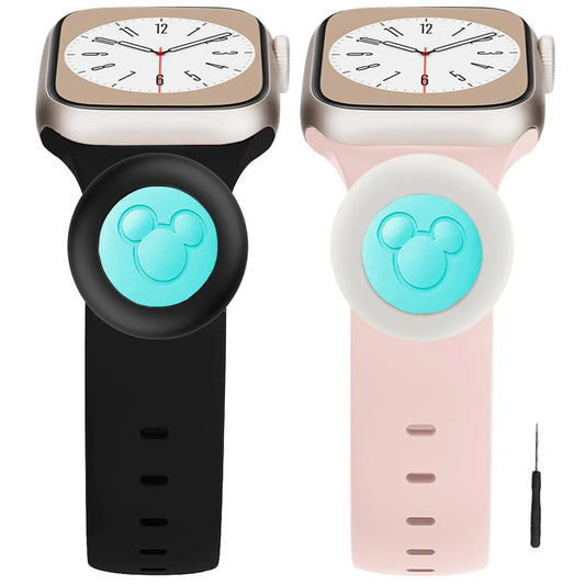 pupvus Compatible with Disney Magic Band Holder AdapterSoft and Elastic Traditional Watch Accessories Compatible With Disney Parks Magic Band 2.0 Puck Holder (Black_White)