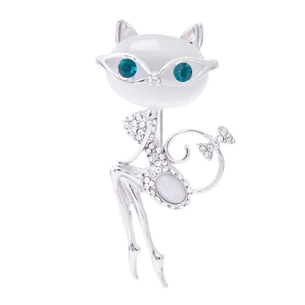 Cat Eye Stone Brooch - Elegant Korean Crystal Pin