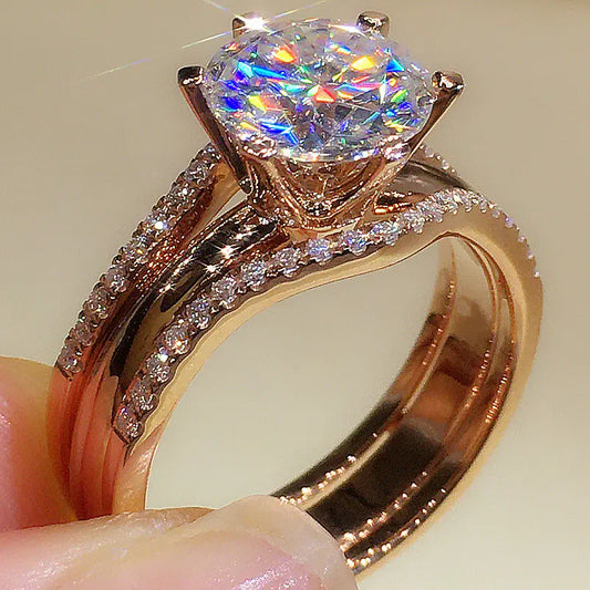 Radiant Solitaire Rose Gold Ring with Zircon (One)