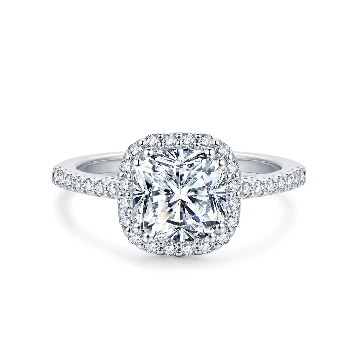 HAFEEZ CENTER Moissanite Rings for Women 2ct D Color VVS Cushion Cut Moissanite Engagement Ring (moissanite-ring 8.5)