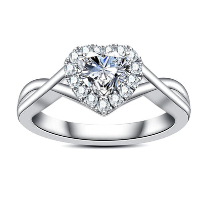AimiIee Moissanite Ring Heart Halo Engagement Rings D Color VVS1 Clarity 925 Sterling Silver Moissanite Diamond Love Heart Wedding Promise Anniversary Rings for Women with Certificate 6