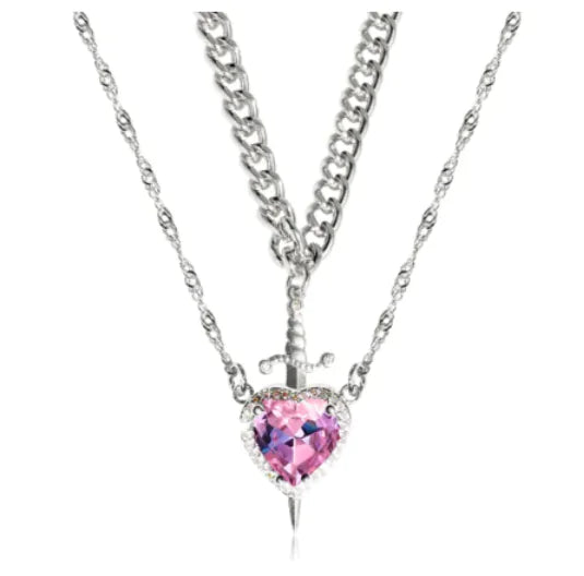 Sorella™ Heart & Sword Layered Necklace (One Set)