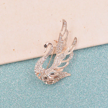 Elegant Crystal Diamond Swan Brooch for Women