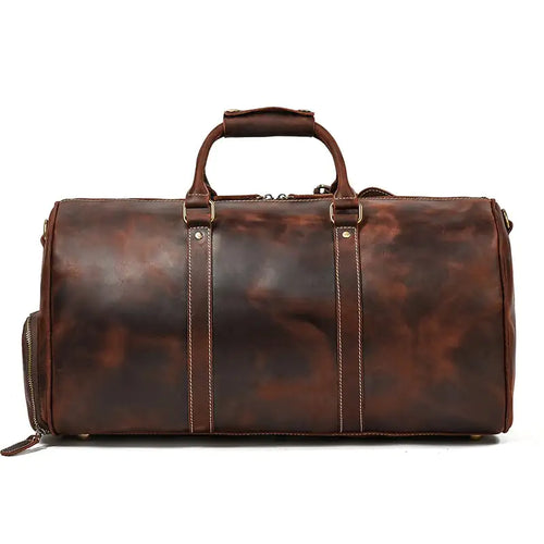 Retro Crazy Horse Leather Travel Bag for Men