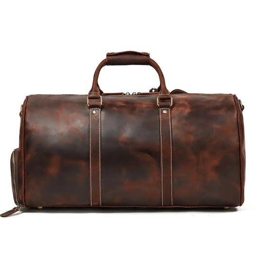 Retro Crazy Horse Leather Travel Bag for Men