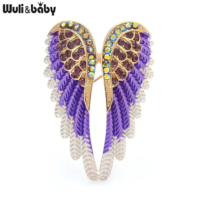 Diamond-Encrusted Angel Wings Brooch Pin for Fashion