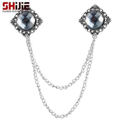 Retro British Style Alloy Double Layer Tassel Brooch