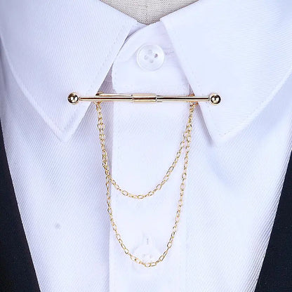 Men's Simple Tassel Chain Shirt Collar Brooch