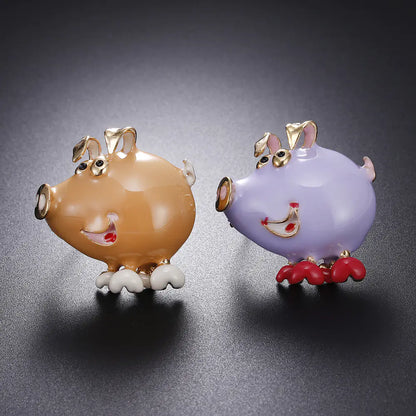 Cute Enamel Pig Brooch with Oil Drip Design (Multicolor)