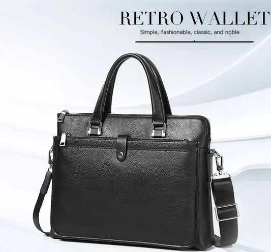 Leather Briefcase for Men, Crossbody Bag