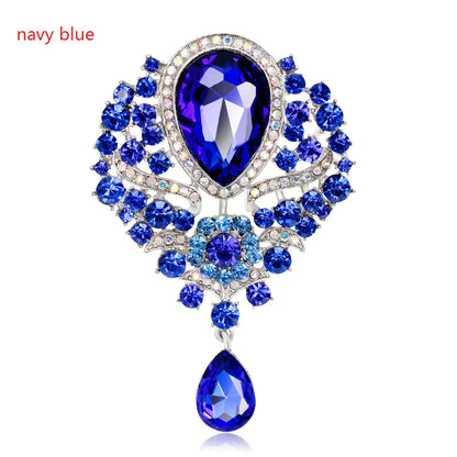 Retro Gemstone Glass Crystal Pendant Brooch Jewelry