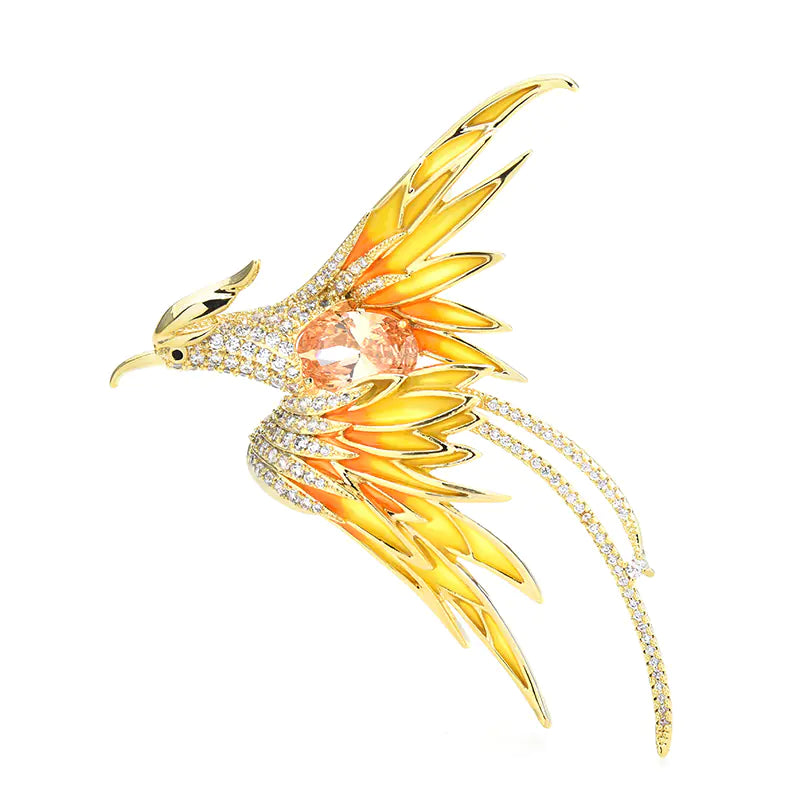 Colorful Phoenix Classic Enamel Brooch with Diamonds