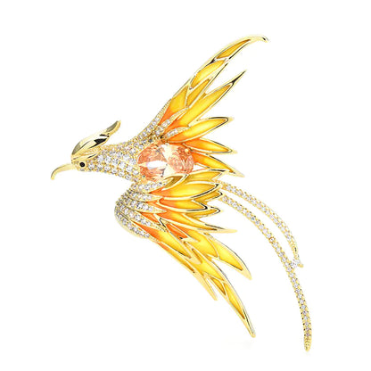 Colorful Phoenix Classic Enamel Brooch with Diamonds